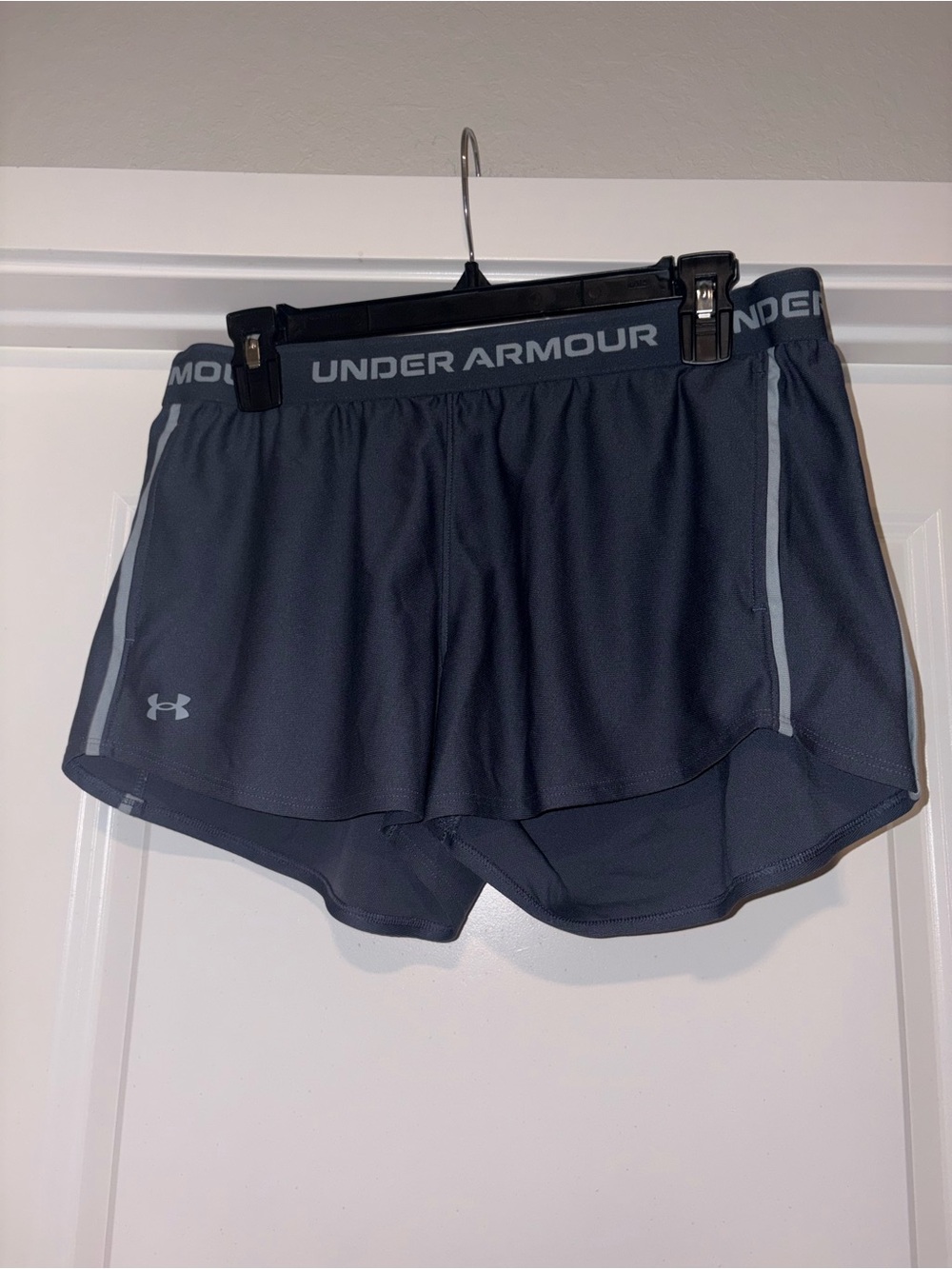 Under Armour Women's Navy Athletic Shorts with Light Gray Trim